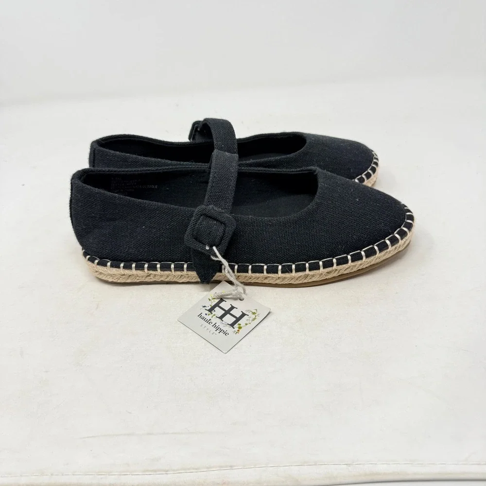 Haute Hippie Cicely Mary Jane Espadrilles Black‎ 7.5M Boho Canvas Buckle Coastal